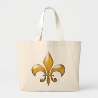 Bolsa Tote Grande Sacola Dourado da flor de lis