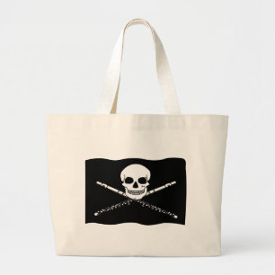 Bolsa Tote Grande Sacola engraçada da flauta do pirata