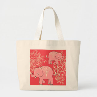 Bolsa Tote Grande Sacola enorme das canvas dos elefantes doces
