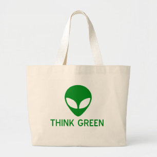 Bolsa Tote Grande Sacola estrangeira do pense verde