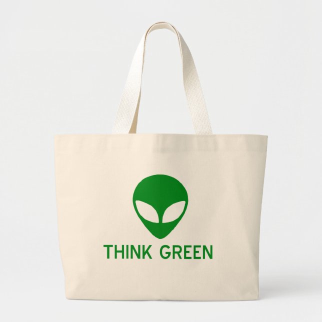 Bolsa Tote Grande Sacola estrangeira do pense verde (Frente)