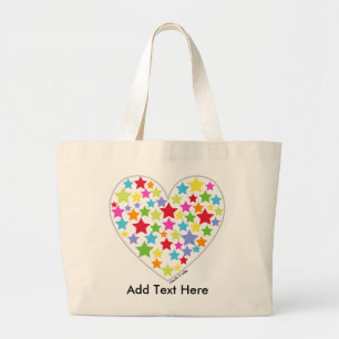 Bolsa Tote Grande Sacola estrelado do coração