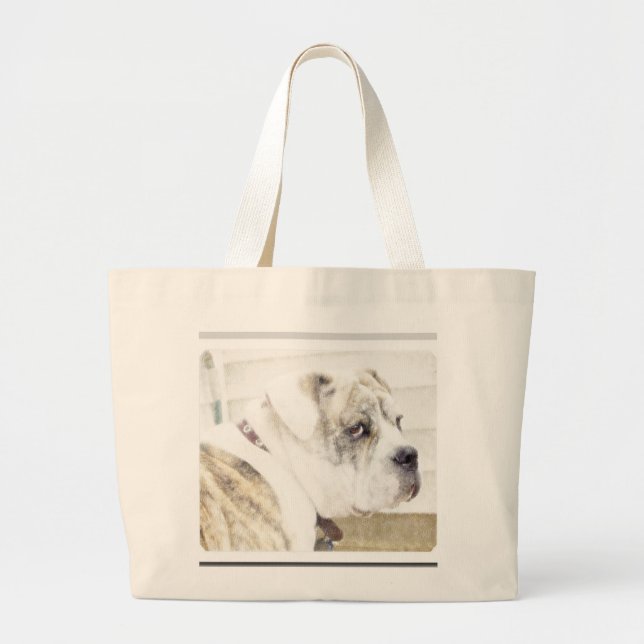 Bolsa Tote Grande Sacola inglesa do bulldogge de Olde (Frente)