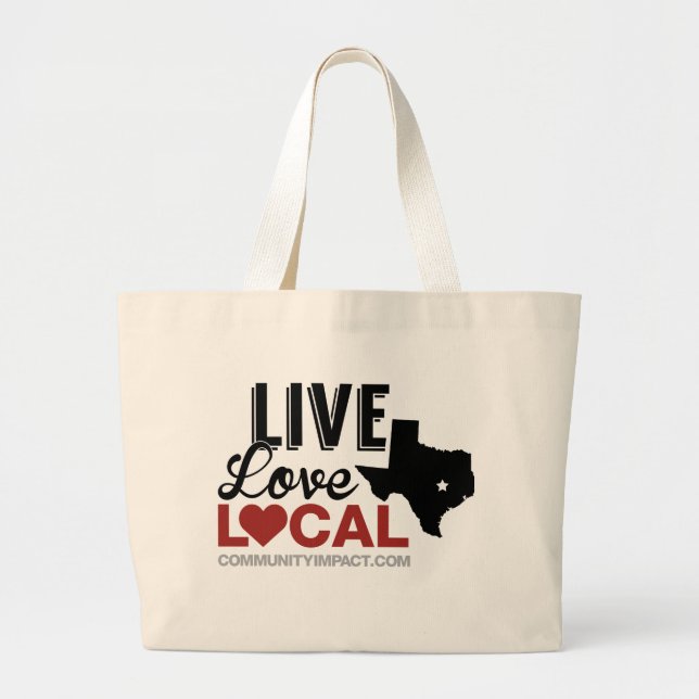 Bolsa Tote Grande Sacola local de Texas do amor vivo (Frente)