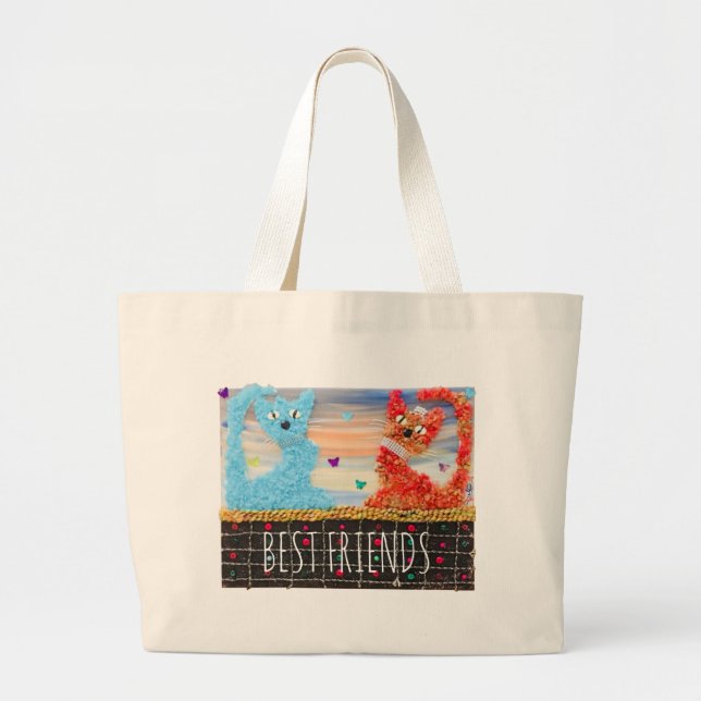 Bolsa Tote Grande Sacola - melhores amigos (Frente)