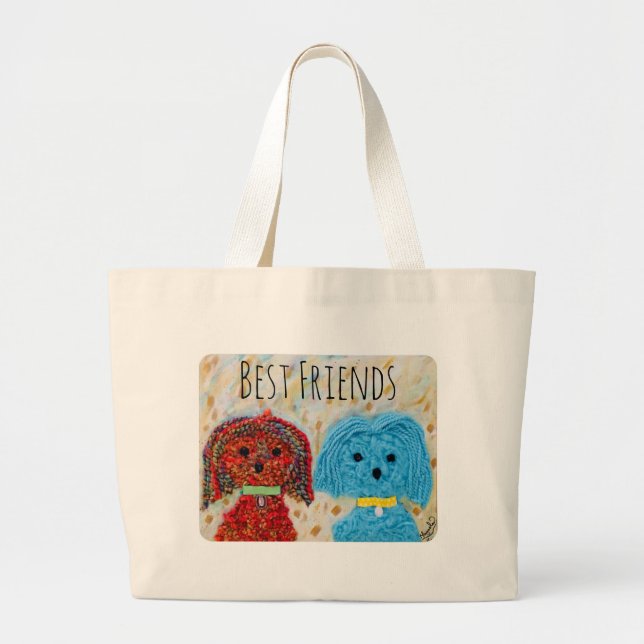 Bolsa Tote Grande Sacola - melhores amigos (Frente)