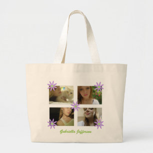 Bolsa Tote Grande Sacola personalizada da colagem da imagem