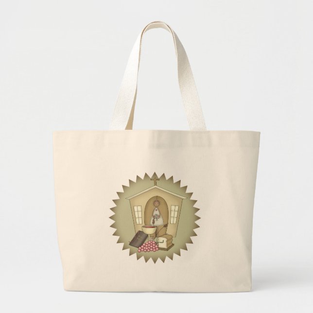 Bolsa Tote Grande Sacola religiosa da igreja dos miúdos (Frente)