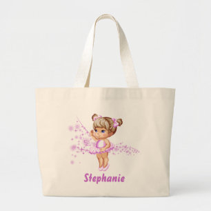 Bolsa Tote Grande Sacola reusável da menina bonito da bailarina