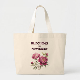 BOLSA TOTE GRANDE SACOLA TOTE JUMBO FLORAL NEUTRA DE PEÔNIA ROXA