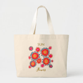 Bolsa Tote Grande Sacola Tote Vermelho com Girassóis Gráficos e Orça