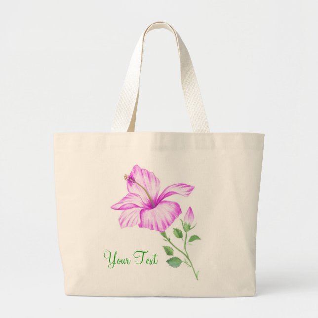 Bolsa Tote Grande Sacola tropical do hibiscus (Frente)