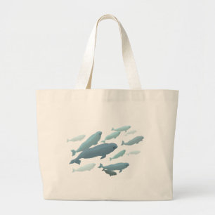 Bolsa Tote Grande Sacolas da baleia da beluga & presentes azuis da