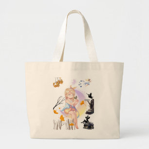Bolsa Tote Grande Sacolinha de Anime Fada Princesa Fofo