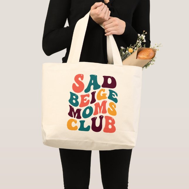 Bolsa Tote Grande Sad Beige Mães Club Souvenir Estilo Retro Groovy (Frente (produto))