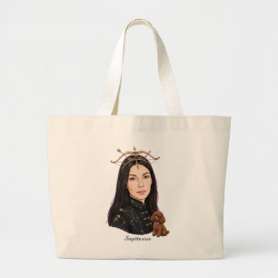 Bolsa Tote Grande Sagitário Menina com Poodle – Zodíaco Horóscopo