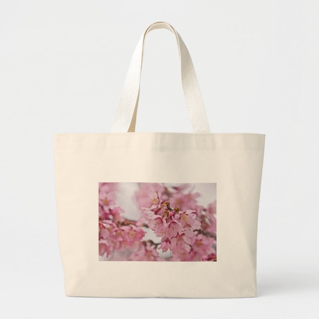 Bolsa Tote Grande Sakura Cherry Blossoms Rosa Pálido (Frente)