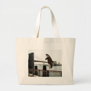 Bolsa Tote Grande Saltando o saco da ponte de Brooklyn