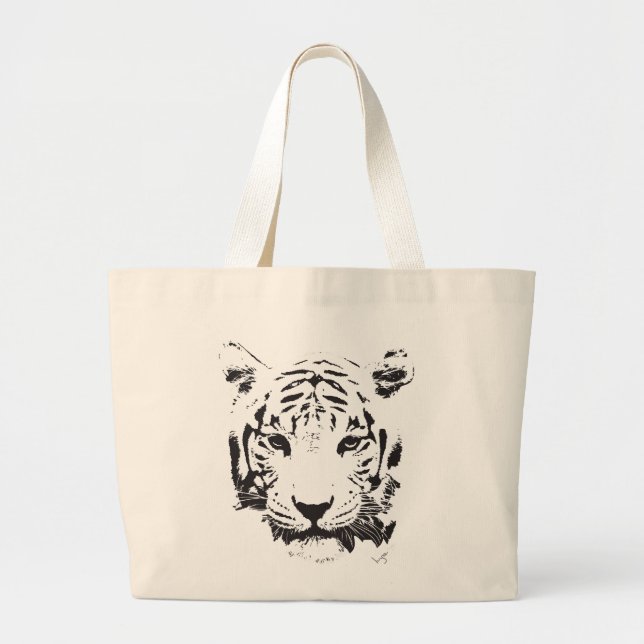 Bolsa Tote Grande Salvar a Extinção do Tigre é para sempre (Frente)