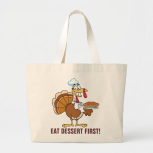 Bolsa Tote Grande Salvar a vida de uma Turquia comendo a sobremesa