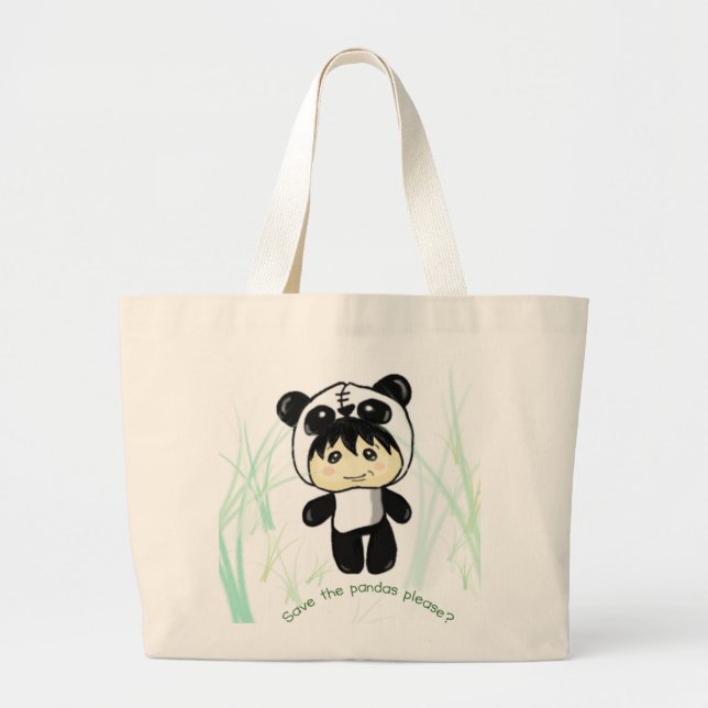 Bolsa Tote Grande Salvar as pandas satisfazem? (Frente)