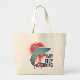Bolsa Tote Grande Salvar nossa parada Finning dos tubarões