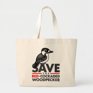 Bolsa Tote Grande Salvar o pica-pau Vermelho-cockaded