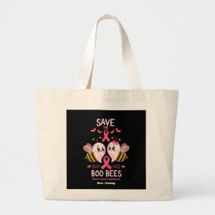 Bolsa Tote Grande Salve o Cancer das Abelhas Boo no Dia das Bruxas