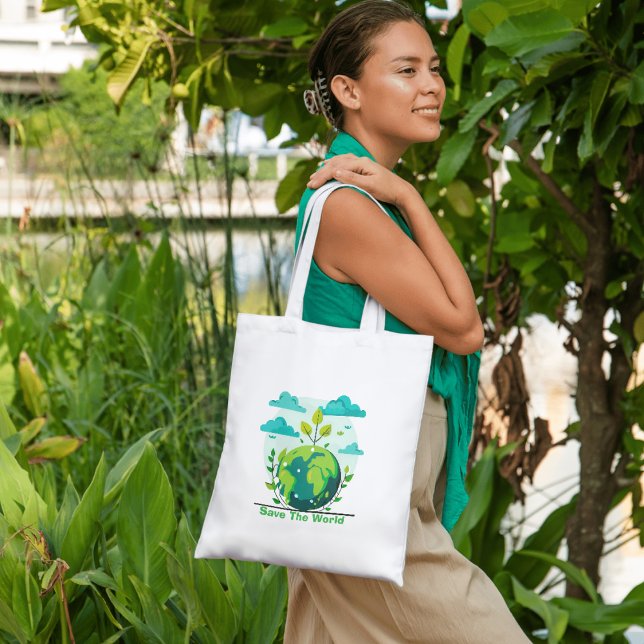 Bolsa Tote Grande "Salve o mundo" respeitável do ponto de vista ecol (Criador carregado)