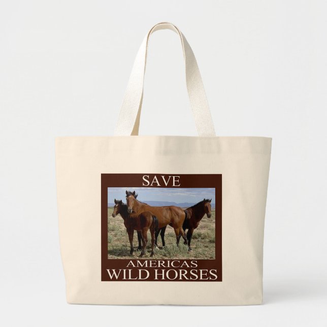 Bolsa Tote Grande Salve os Cavalos Selvagens (Frente)