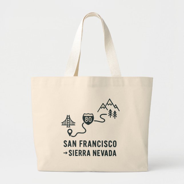 Bolsa Tote Grande San Francisco to Sierra Nevada Route Design (Frente)