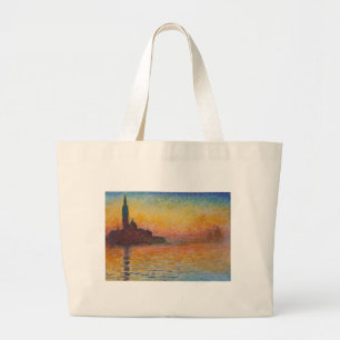 Bolsa Tote Grande San Giorgio Maggiore em Dusk - Claude Monet