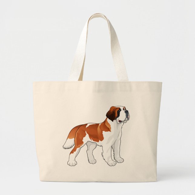 Bolsa Tote Grande Santo Bernard Puppy Dog Love Canine (Frente)