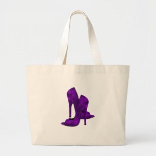 Bolsa Tote Grande Sapatos de Salto Alto Roxos