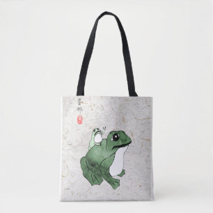 Bolsa Tote Grande Sapo Pequeno Sapo Japonês Fez século 19