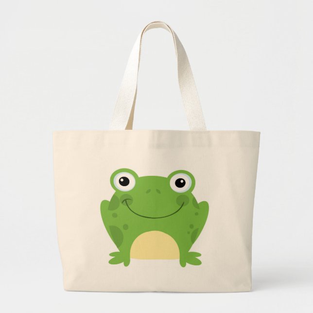 Bolsa Tote Grande Sapo redondo feliz (Frente)