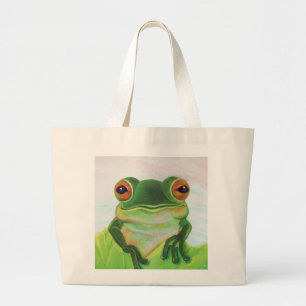 Bolsa Tote Grande Sapo Verde Relaxando na lagoa