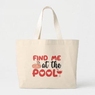 Bolsa Tote Grande Sassy Beach Poolside Vibes: Me encontre na Piscina