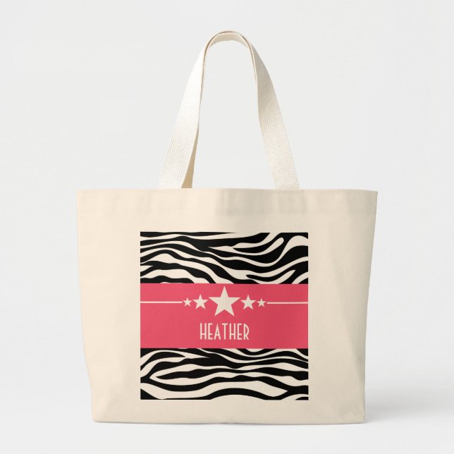 Bolsa Tote Grande Sassy Star Zebra, cor-de-rosa (Frente)