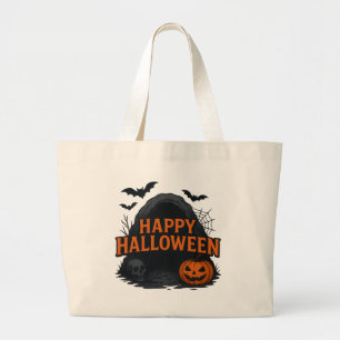 Bolsa Tote Grande Saudação de Halloween da Caverna Assustadora