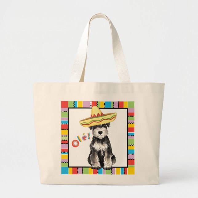 Bolsa Tote Grande Schnauzer diminuto da festa (Frente)