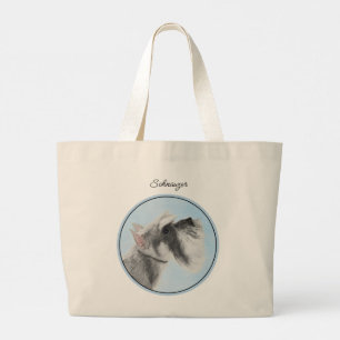 Bolsa Tote Grande Schnauzer Pintando Arte Cachorada Gigante Padrão