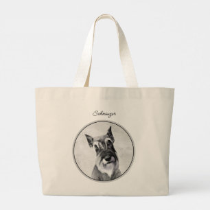 Bolsa Tote Grande Schnauzer Pintura Gigante Corta Arte Original De C