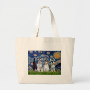 Bolsa Tote Grande Schnauzers (três) - Starry Night