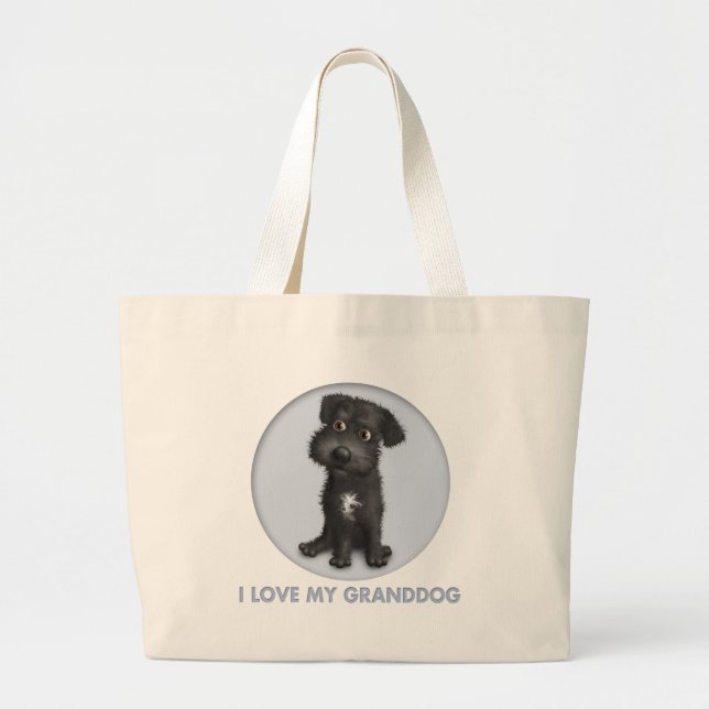 Bolsa Tote Grande Schnoodle Granddog (preto) (Frente)
