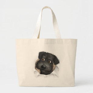 Bolsa Tote Grande Schnoodle (preto) que rebenta para fora