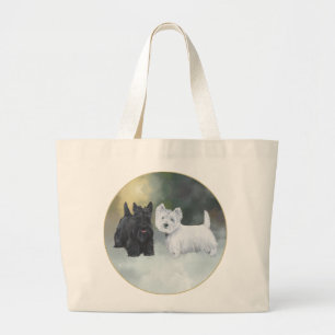 Bolsa Tote Grande Scottie Westie Wintertime