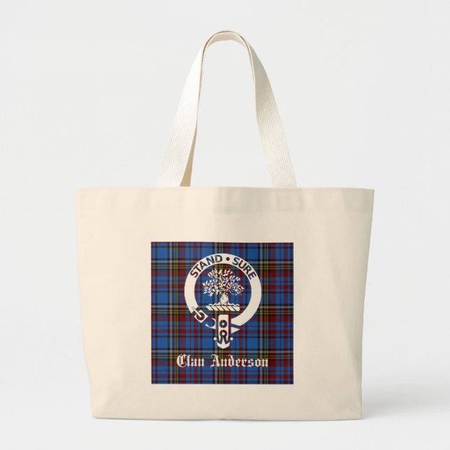 Bolsa Tote Grande Scottish Clan Anderson Crest & Tartan (Frente)
