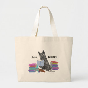 Bolsa Tote Grande Scottish Terrier Lendo Livros