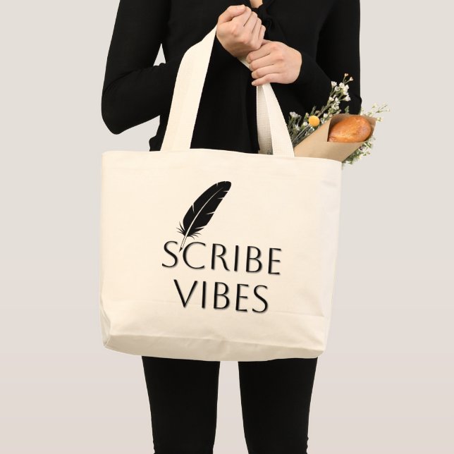 Bolsa Tote Grande Scribe Vibes Author Writer Poet  (Frente (produto))